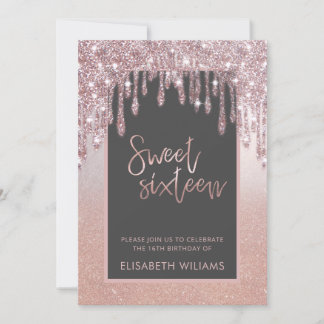 Rose Goldglatter Tropfen ombre Schmetterling invit Einladung