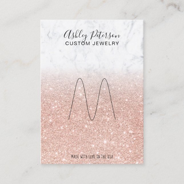 Rose Goldgold Glitzer Schmuckring anzeigen Visitenkarte (Vorderseite)