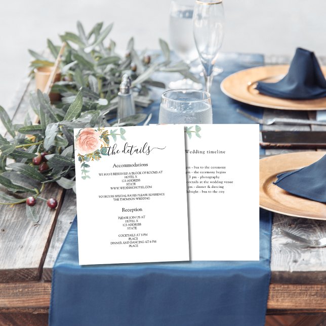 Rose Goldgrün Budget Hochzeitsprogramm Details (Von Creator hochgeladen)