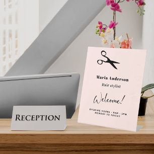 Rose Goldhaar Stylistin Öffnungszeiten willkommen Sockelschild
