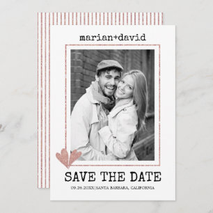 Rose Goldherzen Schreibmaschine Hochzeit Foto Save The Date