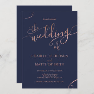 Rose-Goldkalligrafie   Einladung der Marine zur Ho