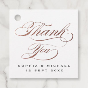 Rose Goldkalligrafie Hochzeit danke Ihnen für Tag Geschenkanhänger
