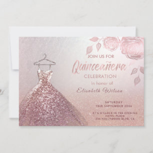 Rose-Goldkleid Quinceañera Einladung