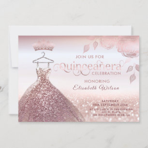 Rose-Goldkleid Quinceañera Invitat Einladung