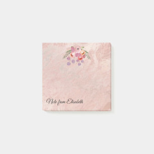 Rose Goldmarmor boho Aquarellblume Post-it Klebezettel