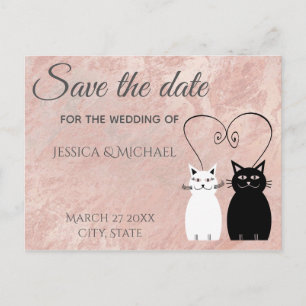 Rose Goldmarmor Cartoon Katzen Save the Date Ankündigungspostkarte