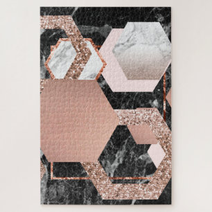 Rose Goldmarmor geometrisch Puzzle