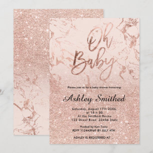 Rose Goldmarmor Glitzer Rosa ombre Oh Babydusche Einladung