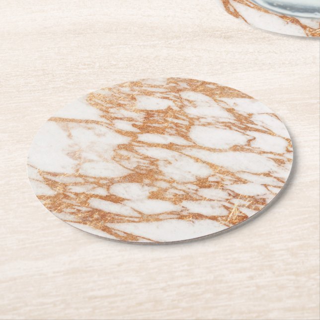 Rose Goldmarmor Runder Pappuntersetzer (Angewinkelt)