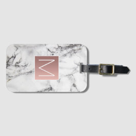 Rose Goldmonogramm aus Schwarz-weißem Stein Gepäckanhänger