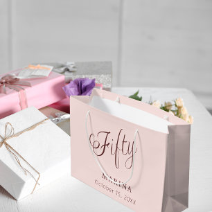 Rose Goldname-Skript 50. Geburtstag Große Geschenktüte