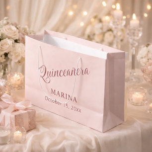 Rose Goldnamenskript Quinceanera Große Geschenktüte