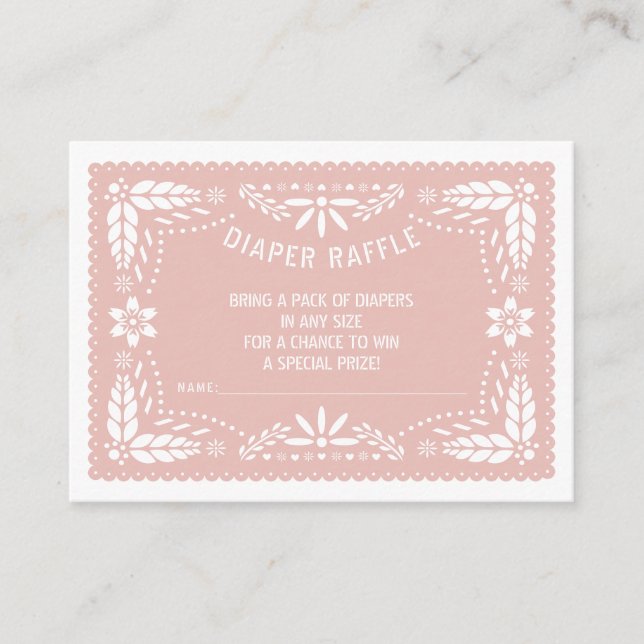 Rose Goldpapel Picado Kinderdusche Windelwindung Begleitkarte (Vorderseite)