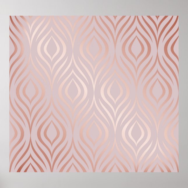 Rose Goldpfauenfedern, Vintag Poster (Vorne)