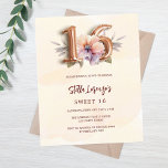 Rose Goldpfirsichblüte Süß 16 Haushaltsausschreibu<br><div class="desc">Eine moderne, stilvolle und glamouröse Einladung zu einem Sweet 16. Ein pfirsichfarbener Hintergrund, mit Pfirsichfarben und lila, wasserfarbener Blume dekoriert. Der Name wird mit einem handgeschriebenen Stilskript geschrieben. Personalisieren Sie Ihre Party-Daten und fügen Sie sie hinzu. Nummer 16 wird mit einem Schriftart im Ballonstil geschrieben, Skript. 1 Blatt = 1...</div>