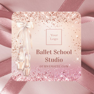 Rose Goldpinke Tanzschule Logo Quadratischer Aufkleber