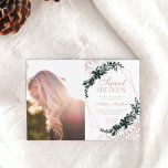 Rose Goldrahmen grünes Konfetti Foto Sweet 16 Einladung<br><div class="desc">Rose goldrahmen grünes Aquarellblatt und Rose gold Konfetti Foto Sweet 16 Geburtstagsfeier Einladung,  fügen Sie Ihr Bild .</div>