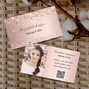 Rose Goldrot Glitzer Staub Foto qr Visitenkarte