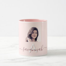 Rose Goldrot Monogramm Anfangsname Foto Tasse