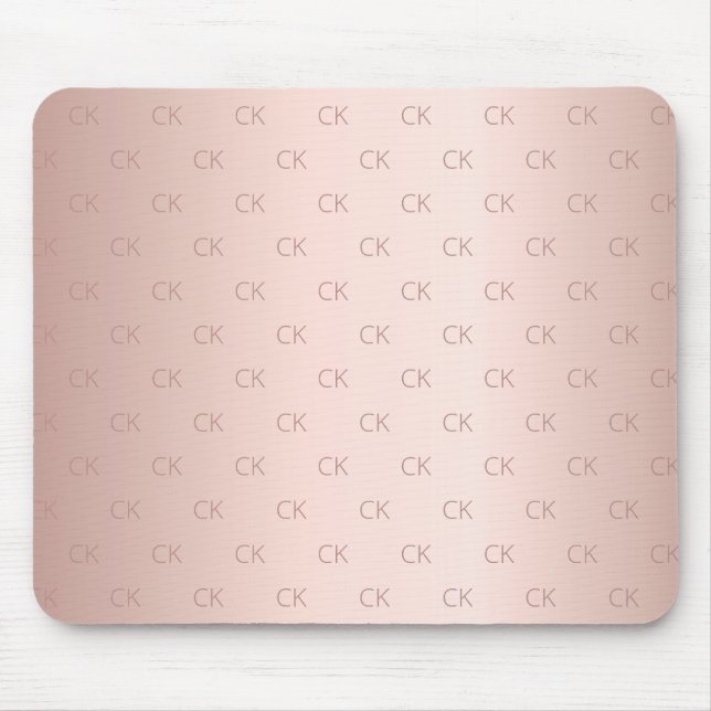 Rose Goldrot-Monogramm-Initialen minimalistisch Mousepad (Vorne)