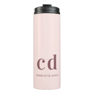 Rose Goldrot Monogramm Name minimalistisch Thermosbecher