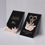Rose Goldschere & Blume Friseur Stylist Salon Visitenkarte<br><div class="desc">Moderne Rose Gold Scissor & Blume Haar Stylist Beauty Salon Business Cards.</div>