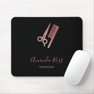 Rose Goldschere und Kammerschwarz Mousepad