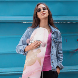 Rose Goldschildkröte Rosa Marmorbraun Tinte  Skateboard