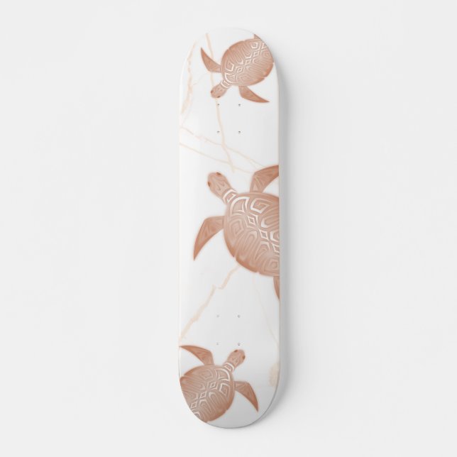 Rose Goldschildkröte Weißmarmor  Skateboard (Vorne)