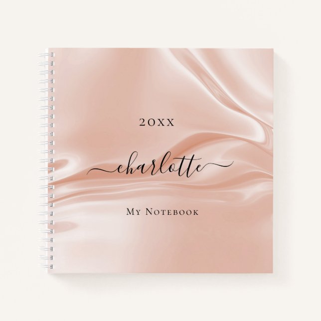 Rose Goldseide Satin Notizbuch (Vorderseite)