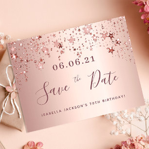 Rose Goldstars des 70. Geburtstages Save the Date Postkarte