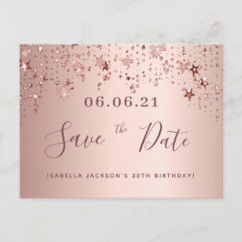 Rose Goldsterne zum 30. Geburtstag Save the Date Postkarte