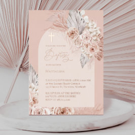 Rose Goldtext Taufe boho Blume Folieneinladung