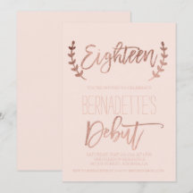 Rose Goldtypografie Debüt 18. Geburtstag