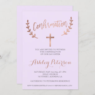 Rose Goldtypografie-Lavendel-Bestätigung Einladung