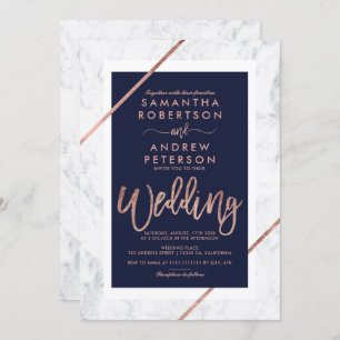 Rose Goldtypografie Marmor Hochzeit Einladung