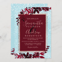 Rose Goldtypografie Rot-Blatt-Schneebesen Hochzeit