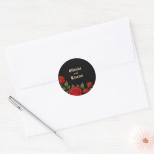 Rose Gothic Wedding Classic Round Sticker