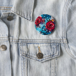 Rose Graffiti Urban Streetwear Button