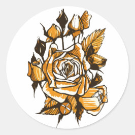Rose, grafische Blumenkunst, blühende Blume der Ro Runder Aufkleber