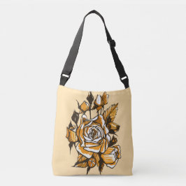Rose, grafische Blumenkunst, blühende Blume der Ro Tragetaschen Mit Langen Trägern