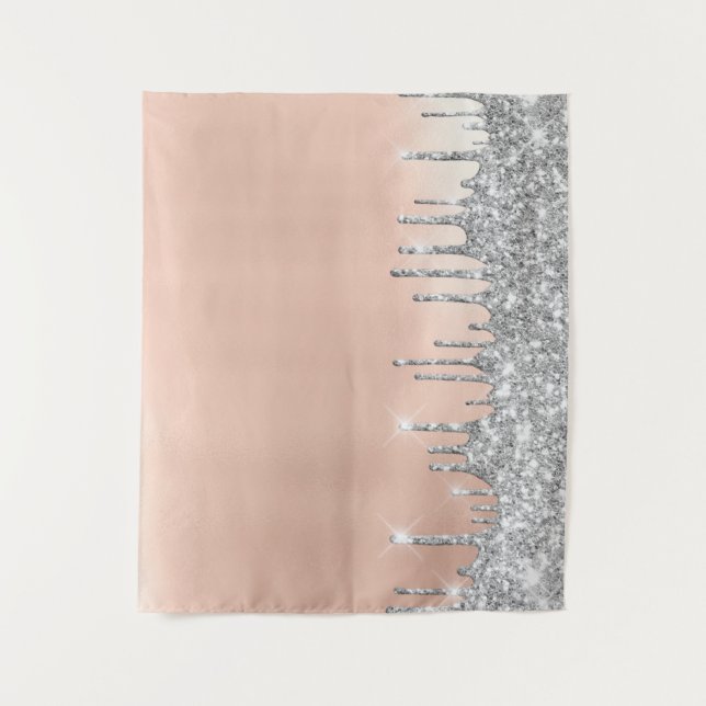 Rose Grau Silver Tropfen Fensterdekoration Medium5 Wandteppich (Vorderseite)