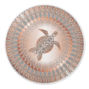 Rose Grauschildkröte und Mandala Keramik Knochen Keramikknauf