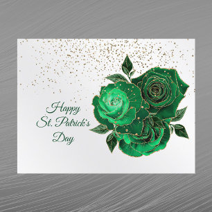 Rose Green Gold Confetti St Patricks Day Feiertagspostkarte