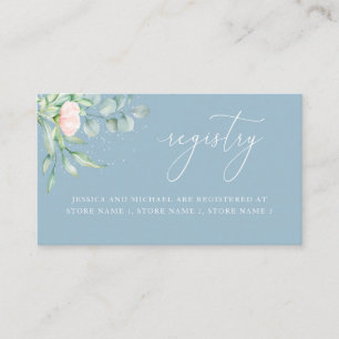 Rose Greenery Elegant Dusty Blue Wedding Registry Begleitkarte