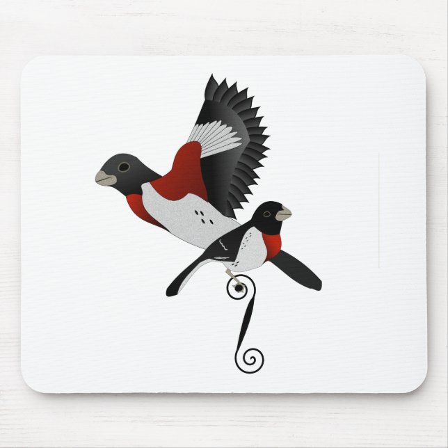 Rose Grosbeak Kardinal Bird gezüchtet Mousepad (Vorne)