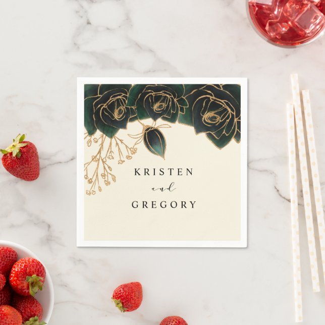 Rose Grün und Gold Hochzeit Serviette (Beispiel)