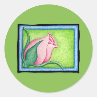 Rose-Grünaufkleber Runder Aufkleber