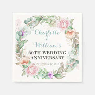 Rose Grüne 60. Diamant Hochzeitstag Serviette